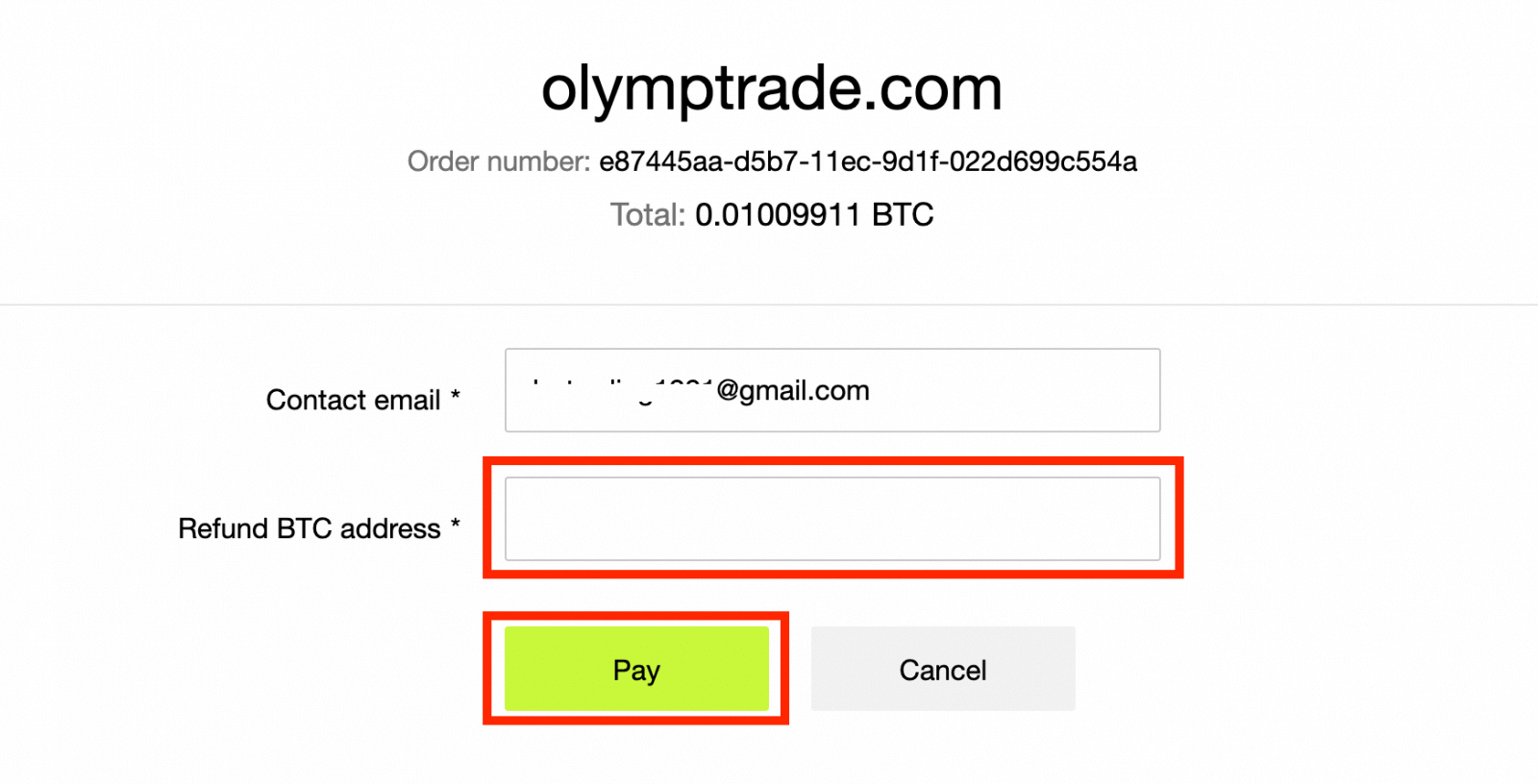 Olymptrade-talletus krypton kautta: Bitcoin, ETH, USDT, Lunu