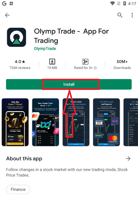 Conta aberta Olymptrade: abra uma conta demo para negociação prática